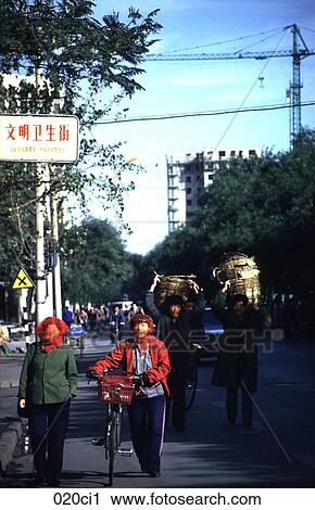 Stock Image - Street Scene with Construction Work Beijing China. Fotosearch