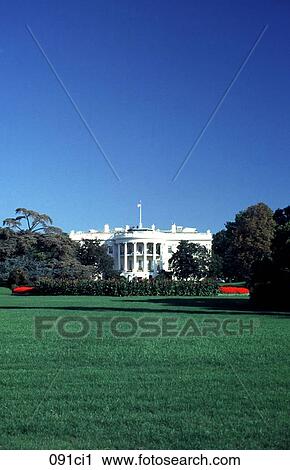 Stock Image - The White House and Grounds Washington D. C. USA. Fotosearch