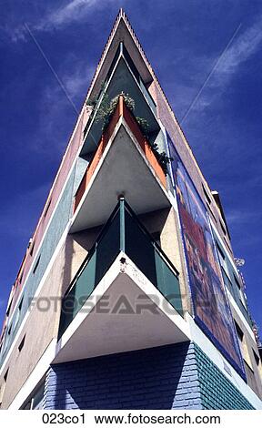 Stock Image - Corner of Colourful Building. Fotosearch