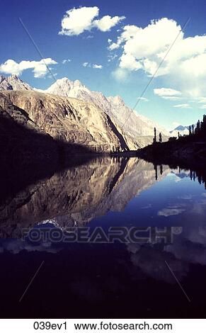 Mountains Reflecting in a Lake Pakistan View Large Photo Image Stock Image - Mountains Reflecting in a Lake Pakistan. Fotosearch
