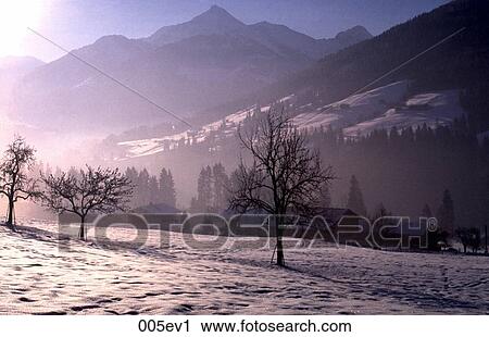 Stock Image - Winter Landscape Alpbach Austria. Fotosearch