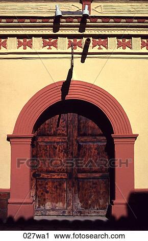 Arched Door in Yellow Wall Mexico View Large Photo Image Stock Image - Arched Door in Yellow Wall Mexico. Fotosearch