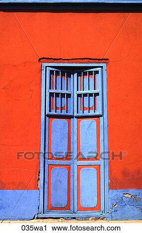 Stock Image - Blue and Red Door Venezuela. Fotosearch