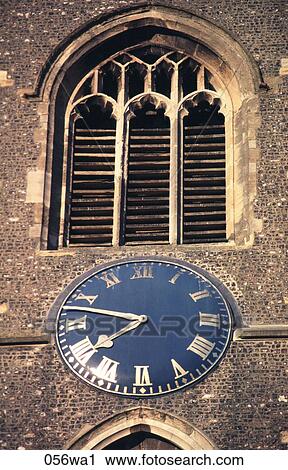 Church Window and Clock UK View Large Photo Image Stock Image - Church Window and Clock UK. Fotosearch