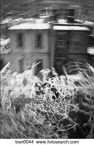 Picture - black&white, blur, blurred, city, cozy, home, house. Fotosearch