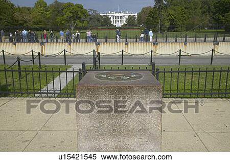 Stock Photography - 0 Milepost near White House in Washington D. C., mileage marker for US Roads. Fotosearch