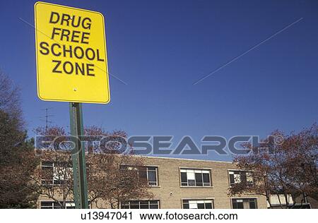 Stock Image - A drug free school zone sign. Fotosearch