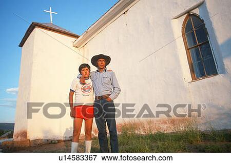 Stock Photo - A father and son at a church. Fotosearch