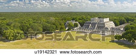 Stock Image - A panoramic view of the Temple of the Warriors. Fotosearch