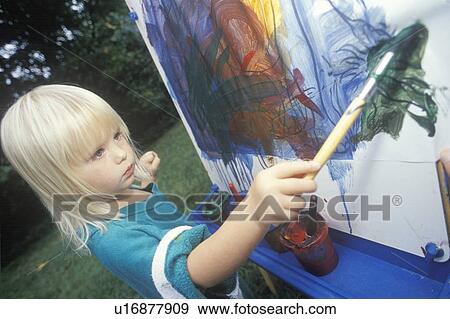 A pre-school girl using watercolors View Large Photo Image Stock Photo - A pre-school girl using watercolors. Fotosearch