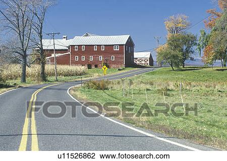 Stock Image - A red barn. Fotosearch