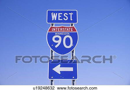 A sign for interstate 90 west View Large Photo Image Stock Image - A sign for interstate 90 west. Fotosearch