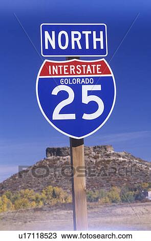 Stock Image - A sign for the 25 north. Fotosearch