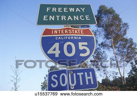 A sign for the 405 San Diego freeway entrance View Large Photo Image Stock Photo - A sign for the 405 San Diego freeway entrance. Fotosearch