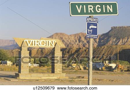 Stock Photo - A sign for the virgin rest area. Fotosearch