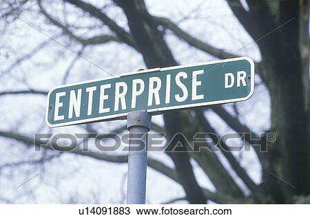 Stock Image - A sign that reads “Enterprise Dr”. Fotosearch