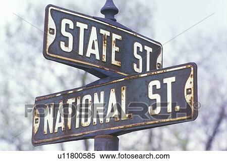 Stock Photography - A sign that reads “National/State”. Fotosearch