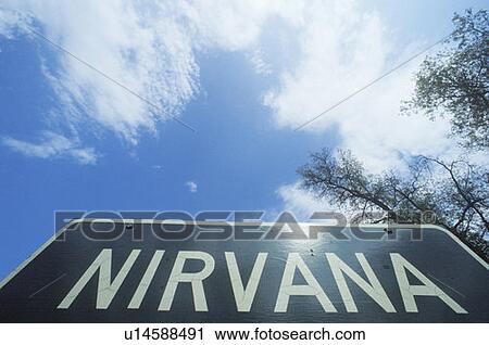 Stock Image - A sign that reads “Nirvana”. Fotosearch