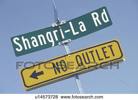 A sign that reads “Shangri-La Rd” View Large Photo Image Stock Photo - A sign that reads “Shangri-La Rd”. Fotosearch