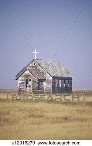 Stock Photo - Abandoned prairie church. Fotosearch
