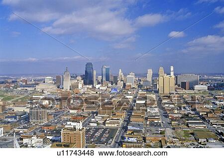 Aerial of Kansas City skyline, MO View Large Photo Image Stock Photo - Aerial of Kansas City skyline, MO. Fotosearch