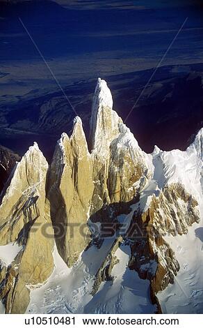 Stock Image - Aerial view at 3400 meters of Mount Fitzroy. Fotosearch