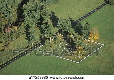 Aerial view of a family cemetery in autumn, VT View Large Photo Image Stock Photography - Aerial view of a family cemetery in autumn, VT. Fotosearch