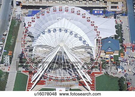 Stock Photo - Aerial View of Ferris Wheel, Navy Pier, Chicago, Illinois. Fotosearch
