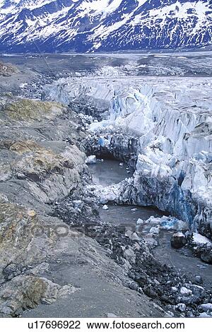 Stock Image - Aerial view of glacier in St. Elias National Park, Wrangell, Alaska. Fotosearch