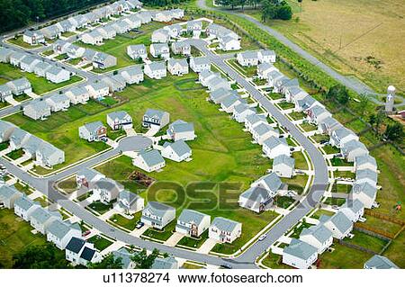 Picture - Aerial view of housing development. Fotosearch