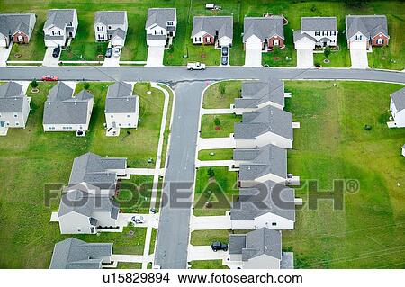 Picture - Aerial view of housing development. Fotosearch