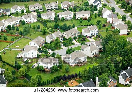 Aerial view of housing development View Large Photo Image Stock Image - Aerial view of housing development. Fotosearch