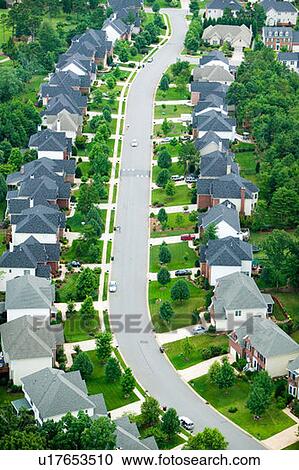 Stock Image - Aerial view of housing development. Fotosearch