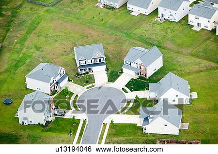 Stock Photograph - Aerial view of housing development. Fotosearch