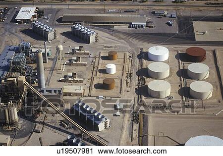 Stock Image - Aerial view of oil refinery. Fotosearch