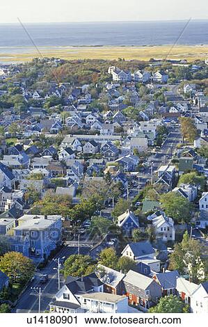 Stock Image - Aerial View of Provincetown, Massachusetts. Fotosearch