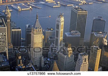 Aerial view of Wall Street, Financial District, New York City, NY View Large Photo Image Stock Photograph - Aerial view of Wall Street, Financial District, New York City, NY. Fotosearch