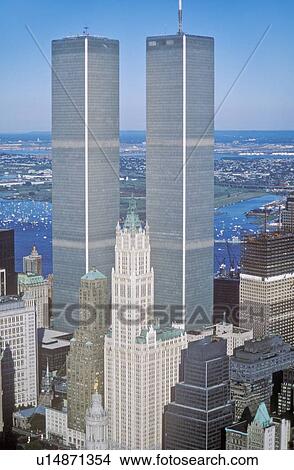 Aerial view of World Trade Towers, New York City, NY View Large Photo Image Picture - Aerial view of World Trade Towers, New York City, NY. Fotosearch