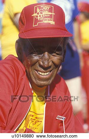 Stock Image - An African-American senior citizen at the Senior Olympics. Fotosearch