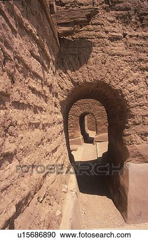 Stock Image - Arched doorways at the Spanish Mission, Pecos National Historical Park, NM. Fotosearch
