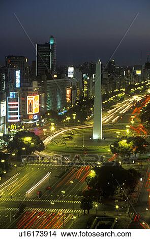 Avenida 9 de Julio at Night View Large Photo Image Picture - Avenida 9 de Julio at Night. Fotosearch