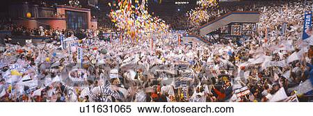 Stock Photography - Balloons dropping at Democratic National Convention. Fotosearch