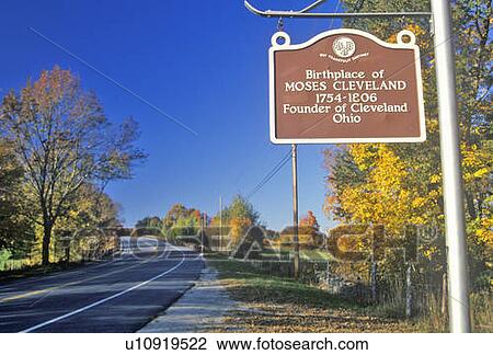 Stock Image - Birthplace of Moses Cleveland along scenic Route 109 north of Canterbury, Connecticut. Fotosearch