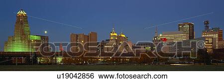 Stock Photograph - Buffalo, Skyline at Dusk, New York. Fotosearch