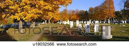 Stock Photograph - Cemetery in autumn at Brattleboro, Vermont. Fotosearch