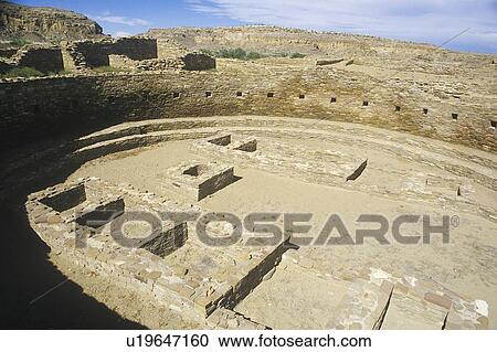 Stock Image - Ceremonial Kiva at Chaco Canyon Indian ruins. Fotosearch