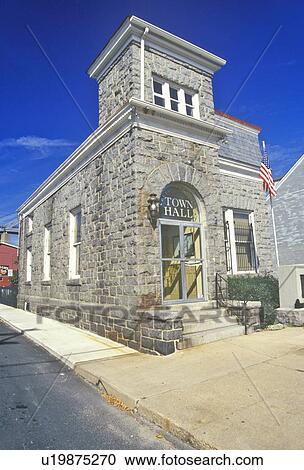 Stock Image - Chesapeake City Town Hall, Maryland. Fotosearch