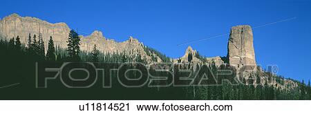 Stock Image - Chimney Peak in Uncompahgre National Forest, Ridgeway, Colorado. Fotosearch