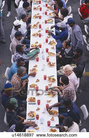 Christmas dinner at the Los Angeles Mission Homeless Shelter, CA View Large Photo Image Stock Photo - Christmas dinner at the Los Angeles Mission Homeless Shelter, CA. Fotosearch