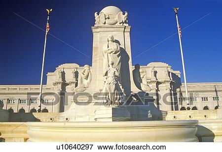 Stock Photo - Christopher Columbus statue at Union Station, Washington, DC. Fotosearch